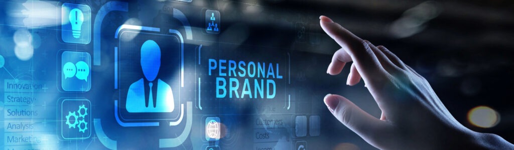 Digital screen with text 'personal brand'